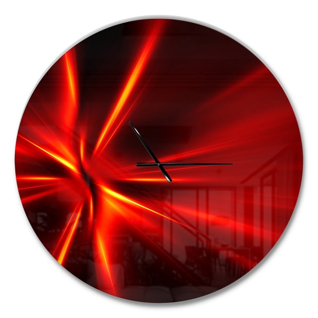 Designart 'Red and Yellow Rays ' Modern wall clock