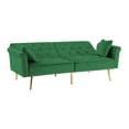 thumbnail image 4 of Convertible Sofa Bed Futon Couch Bed Velvet Sofa Bed Loveseat Sofa Futon Sofa Bed with Metal Legs, Adjustable Sofa Bed Accent Sofa Recliner with 2 Pillows and Nailhead Trim, Green, 4 of 7