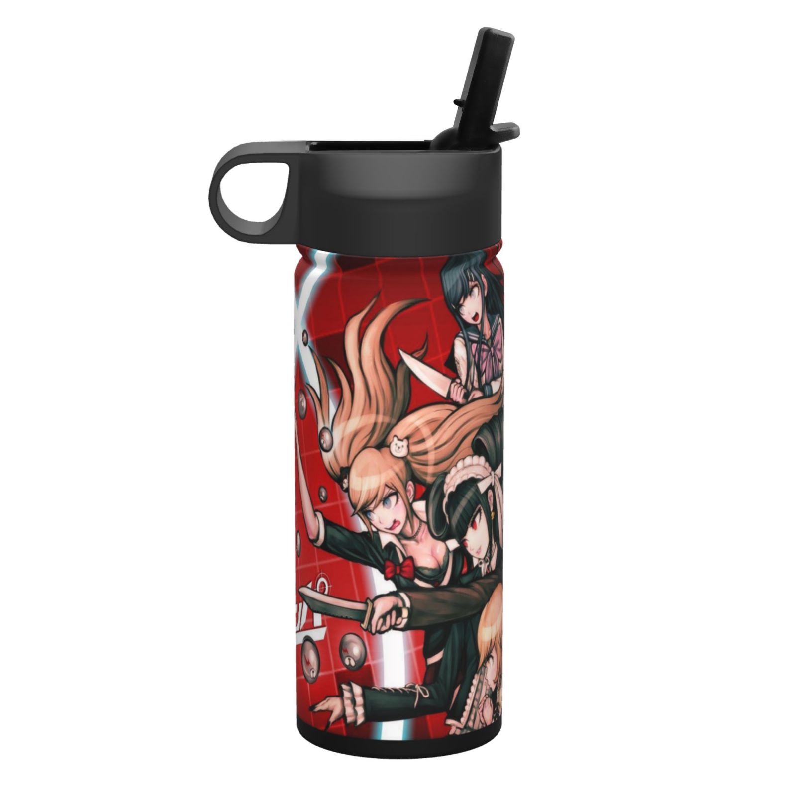 danganronpa Kids Insulated Water Bottle With Straw - 18 Oz Stainless Steel Double Wall Vacuum Cup, Leakproof, Bpa Free, Suitable For Boys And Girls