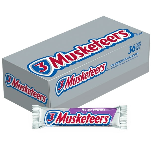 3 Musketeers Chocolate Singles Size Candy Bars 1 92 Oz Bar 36 Ct Box Walmart Com Walmart Com