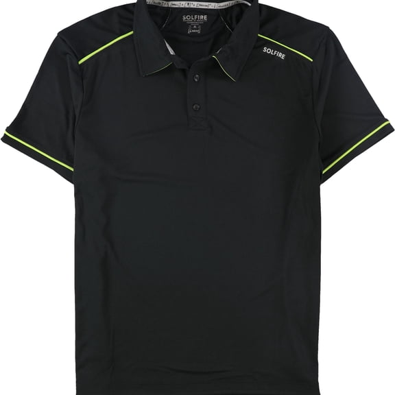 SOLFIRE Mens Performance Polo Shirt, Black, Large