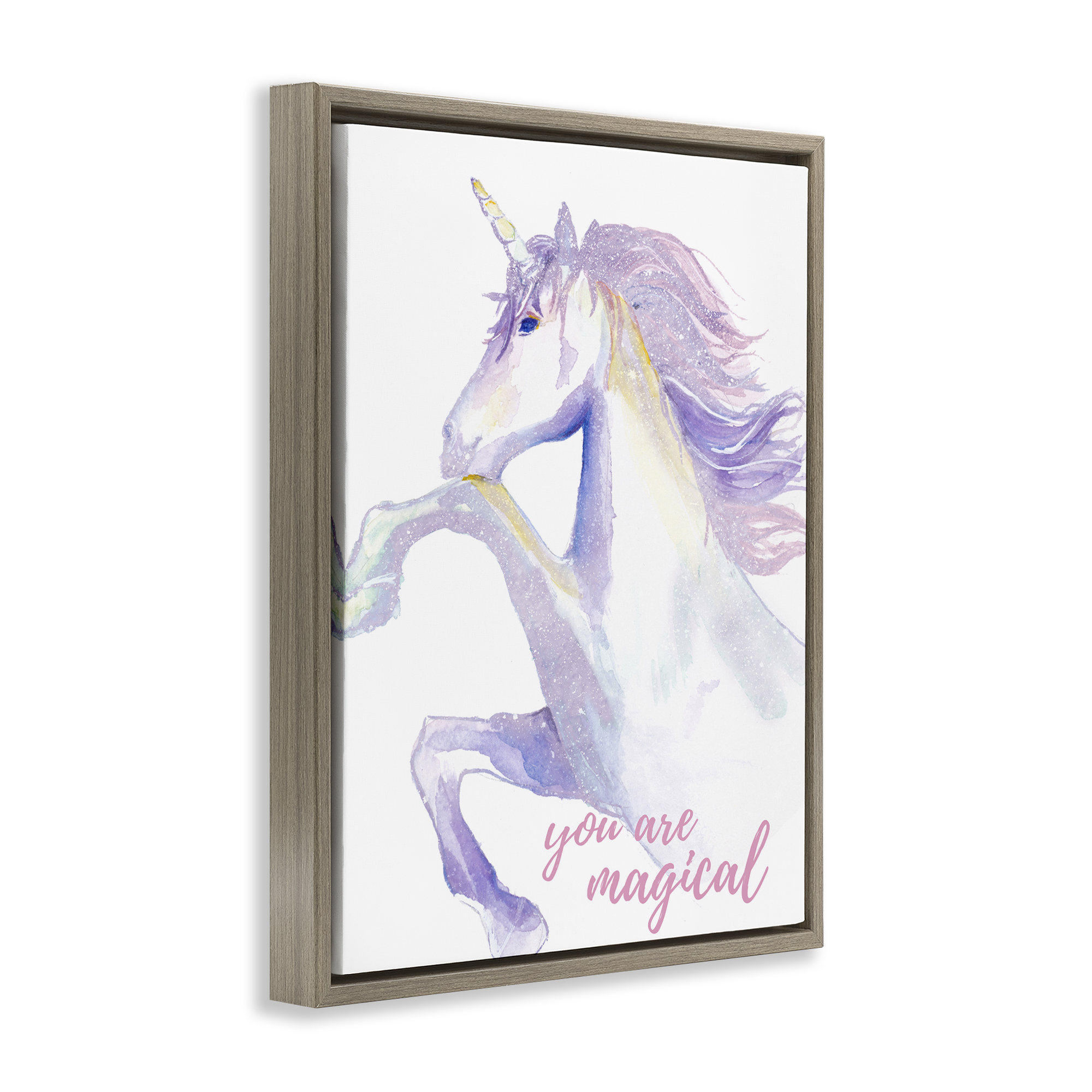 Stupell Industries You Are Magical Unicorn Fairy Tales & Fantasy Painting Brown Floater Framed Art Print Wall Art, 17 x 21