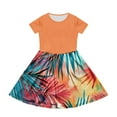 thumbnail image 6 of Jamsmile Toddler Girls Dress Summer Floral Print Short Sleeve Casual Dress Kids Girls Tunic Vacation Beach Princess Dresses, 6 of 6