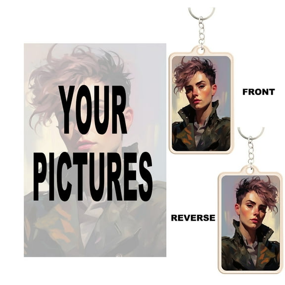 Viflosae Cute Keychains for Women Gifts for Guys Family Gifts Acrylic Keychain Custom Key Ring Card-style Pendant Luggage Tag Double-sided Picture