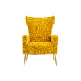 thumbnail image 2 of Accent Chair, Curved Tufted Accent Chair with Metal Gold Legs, Velvet Upholstered Arm Club Leisure Modern Chair for Living Room Bedroom Patio, Mid-Century Comfy Reading Chair, Yellow, 2 of 7