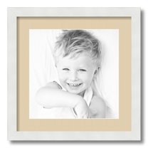 ArtToFrames 16x16" Matted Picture Frame with 12x12" Single Mat Photo Opening Framed in 1.25" Satin White Frame and 2" Seaside Mat (FWM-3966-16x16)