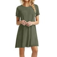 thumbnail image 1 of B91xZ Robes Grande Taille pour Femmes Manches Courtes Décontractées Robe d'Été Col Rond Taille Haute Maxi Fluide à Volants, AG TTG, 1 of 4