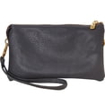 thumbnail image 4 of Humble Chic Vegan Leather Crossbody Wristlet Bag or Small Purse Clutch, Includes Adjustable Shoulder and Wrist Straps, Charcoal, 4 of 8
