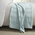 thumbnail image 6 of Lightweight Breathable 100% Cotton Knit Blanket – All-Season Bed Blanket – King Size – Light Blue, 6 of 8