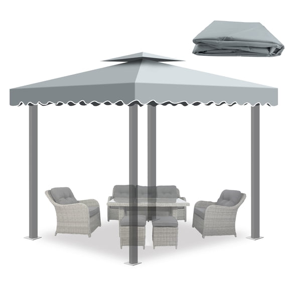 10'X10' Gazebo Canopy Top Replacement Double Tier Canopy Replacement Top Cover with Air Vent Grill Top Roof for Outdoor Shop Garden Yard Pavilion Cover Sunshade Grey
