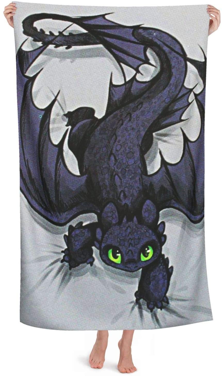 Cute Dragon Beach Towel For Adults, 32 X 52 Inches, Absorbent Portable