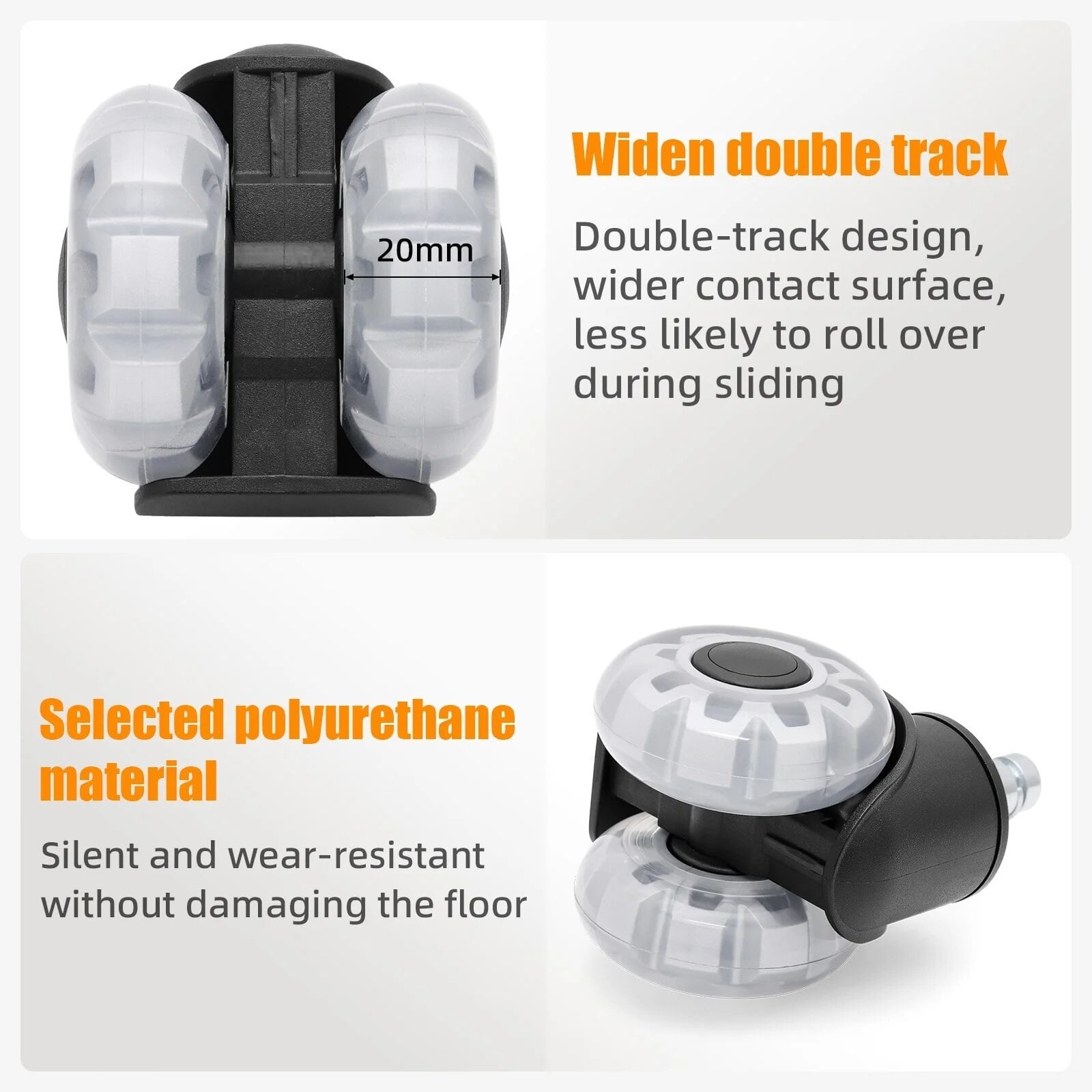 5PCS Universal Mute Wheel Office Chair Caster Swivel Rubber Soft Safe Rollers Furniture Hardware Chair Wheels For Desk Office ,Reliable