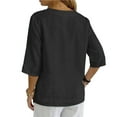 thumbnail image 5 of YanHoo Summer Linen Shirts for Women Button V Neck 3/4 Sleeve T-Shirt Blouse Casual Loose Basic Solid Tunic Tops 2026 Black,S, 5 of 8