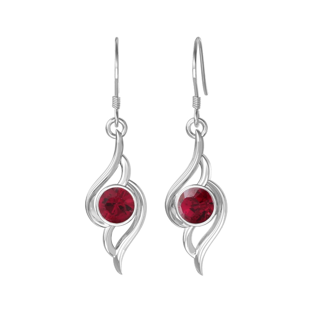 Fashionq Retail Swarovski Ruby Earrings Silver Plated Brass Dangling Earrings For Women