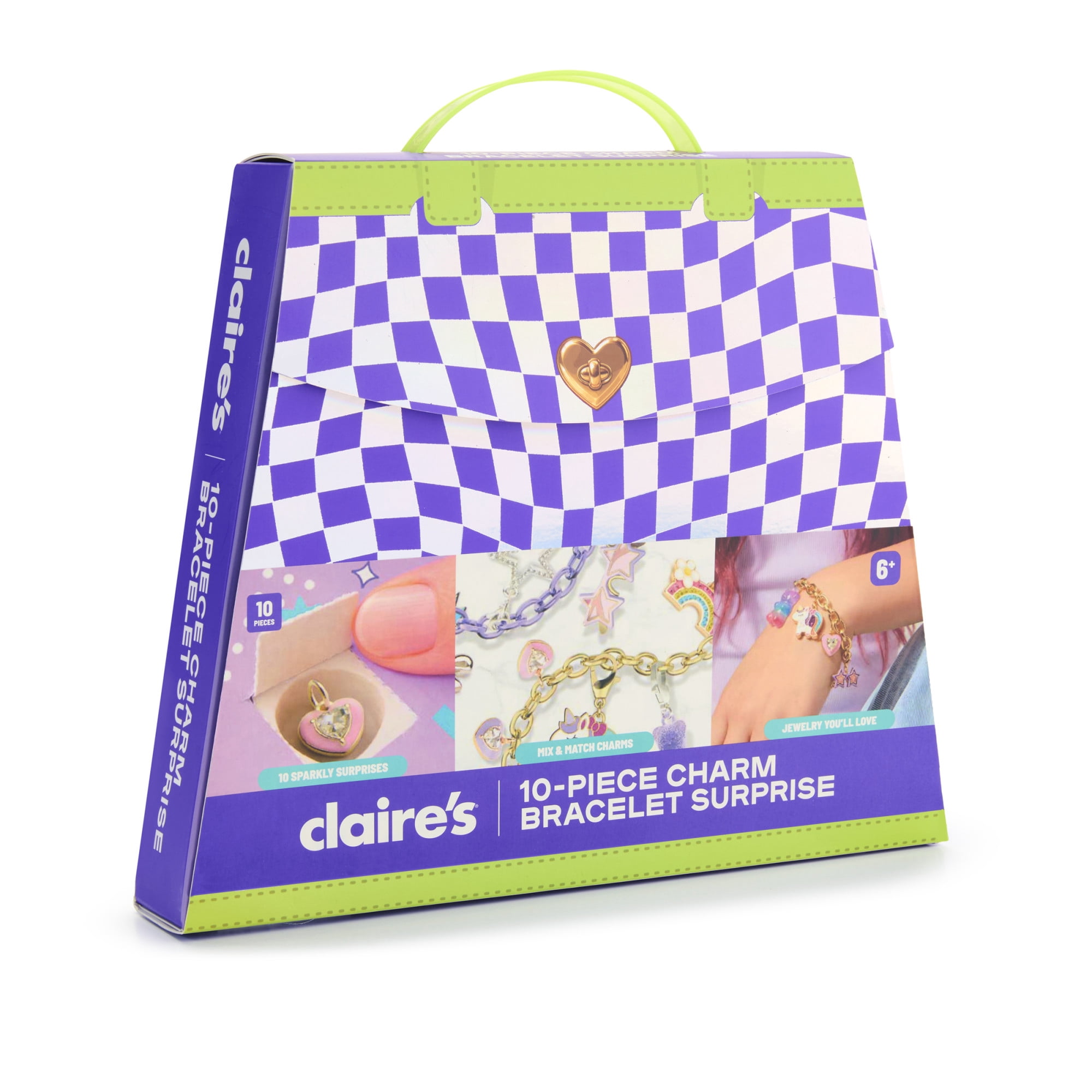 Claire's 10-Piece Surprise Charm Bracelet Jewelry Set with 2 Bracelets & 8 Charms