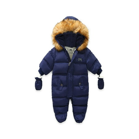 

Baby Girls Boys Zipper Down Jumpsuits with Gloves Winter Romper Jumpsuit Romper Outfits
