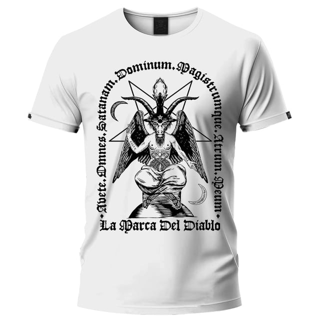 Playera Blanca Manga Corta Extra Grande Baphomet Colores