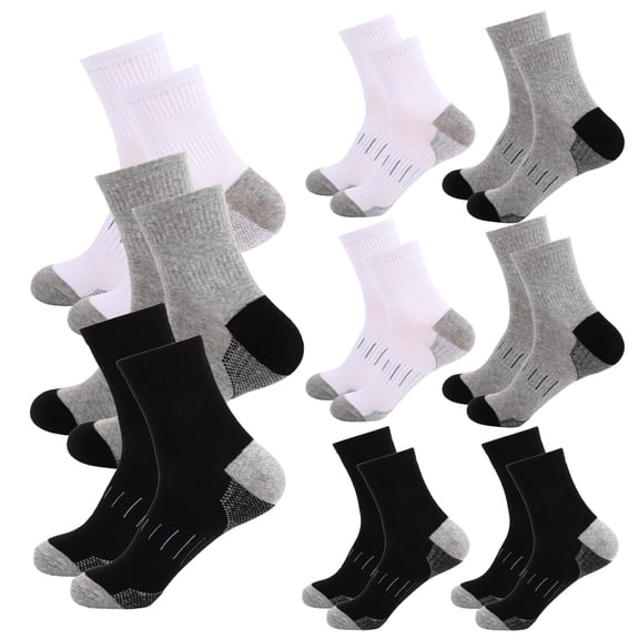 CHAOJISHE 9 PAIRS MEN'S Hiking Athletic Crew Socks Mens Sports Socks Breathable Cushioned Running Moisture Wicking Socks SIZE:10-12