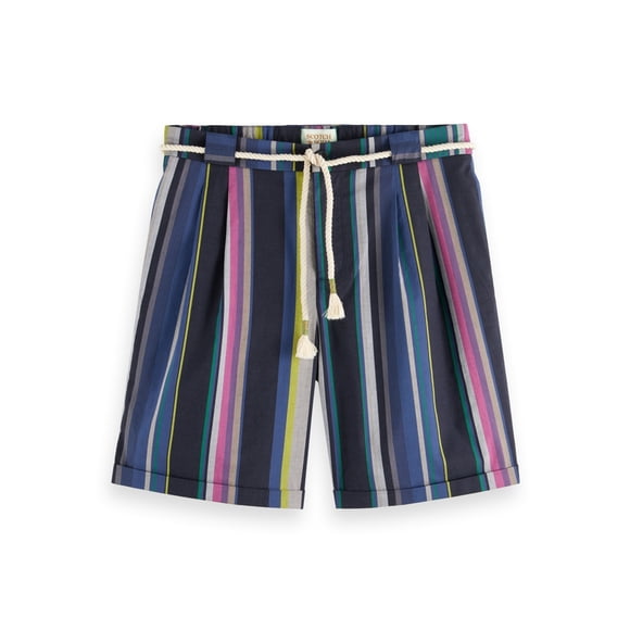 Scotch & Soda Mens Rope Belted Casual Bermuda Shorts, Multicoloured, 33
