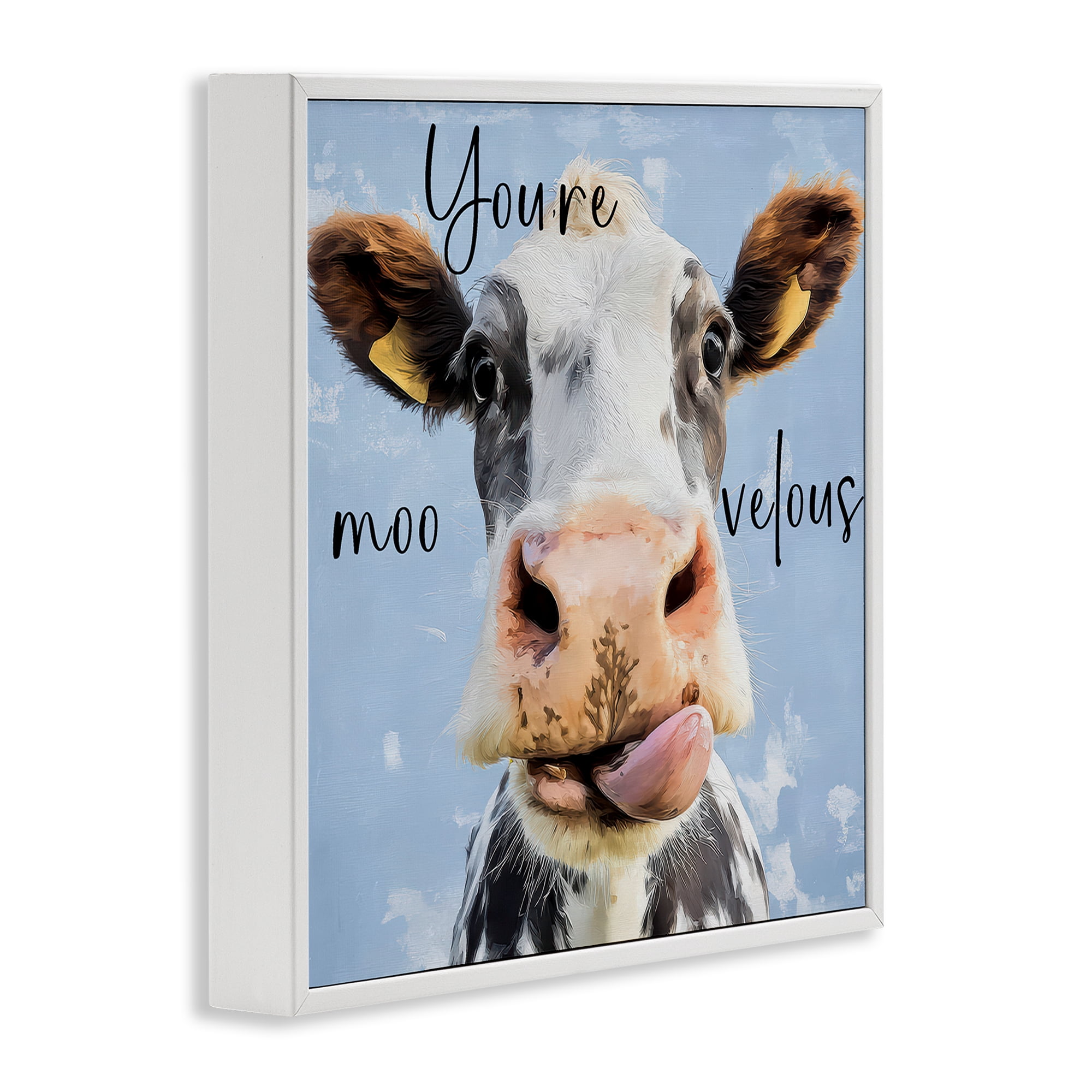 Stupell Industries You're Moo-velous Cow White Framed Giclee Art, design by Kim Curinga