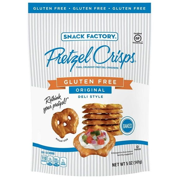 Pack of 12, Snack Factory Original Pretzel Crisps, 5 oz