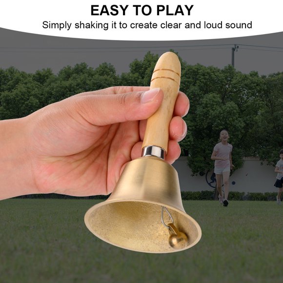 LHCER School Bell, Kids Hanbell,8CM Multi-functional Hand Bell Handbell with Wooden Handle for School Children Toy