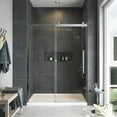 thumbnail image 3 of Transolid MBDT607608C-R-BS Madeline 60 in. W x 76 in. H Frameless Sliding Barn Shower Door with Fixed Panel in Brushed Stainless with Clear Glass and Riley Handles, 3 of 5