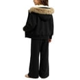 thumbnail image 7 of DJDLJWCJ 2 Piece Girls Outfit Set Fleece Lined Winter Warm Hoodie Jacket and Elastic Waist Wide Leg Pants Ser Black Size 5T, 7 of 7