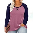 thumbnail image 5 of SYVGVA Longues Manteau à Manches pour Femmes Couleur Unie Col Rond Chandail Ample Raglan avec Imprimé Poitrine Grande Taille, Rose Vif, TTTTG, 5 of 5