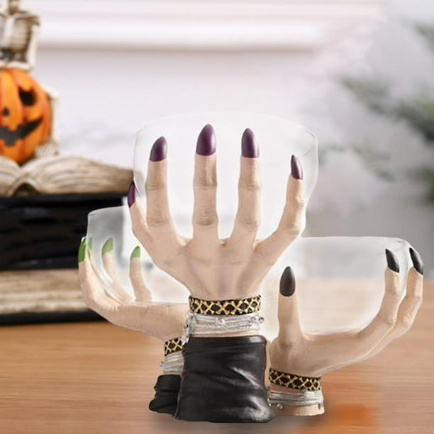 Creativo resina manos de tazón de aperitivos estante pedestal soporte para dulces tazón Halloween hogar interior decoración libre 3 piezas Macarena Cuenco para dulces