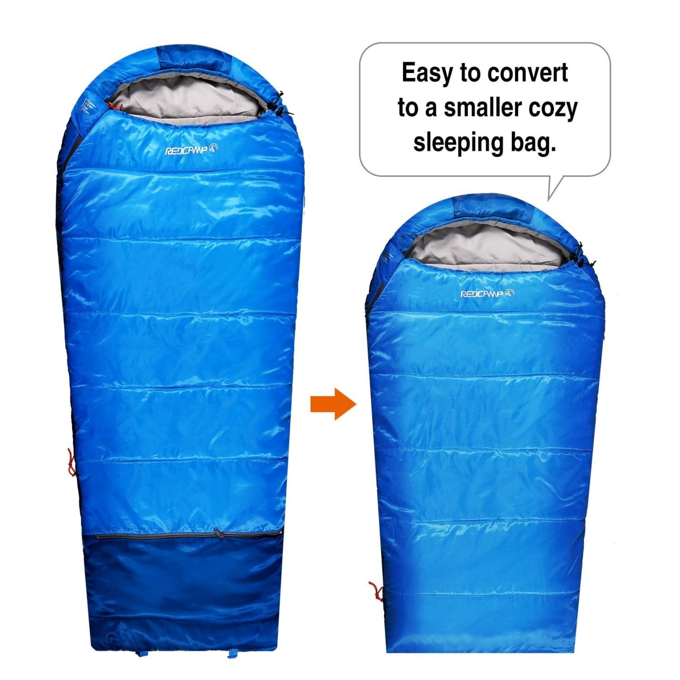 REDCAMP Kids Mummy Sleeping Bag for Camping, 3 Season Cold Weather Sleeping Bag Fit Boys, Girls & Teens, Blue