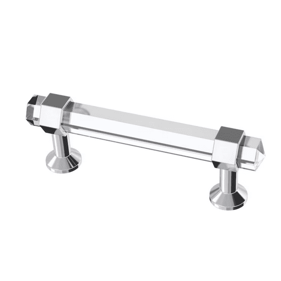 Brainerd P43411W-CHC Clear Acrylic & Chrome 3" Hexagonal Cabinet Drawer Bar Pull