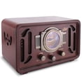 thumbnail image 1 of Pyle Retro Wireless Bluetooth Radio Speaker - Sistema receptor de sonido de audio de estilo clásico vintage con altavoces estéreo incorporados, USB, ranura para tarjeta SD, AUX, RCA, MP3, sintonizador, 1 of 5