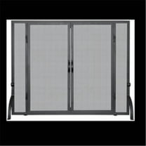 SINGLE PANEL BLACK WROUGHT IRON SCREEN WITH DOORS, MEDIUM