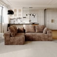 thumbnail image 4 of 104.4" Modern L-Shaped Sectional Sofa for Living Room Bedroom, Modular Cloud Sectional Couch with Deep Seating Upholstered Sofa, Free Combination Sofa, Corduroy Upholstery, No Assembly, Brown Couch, 4 of 13