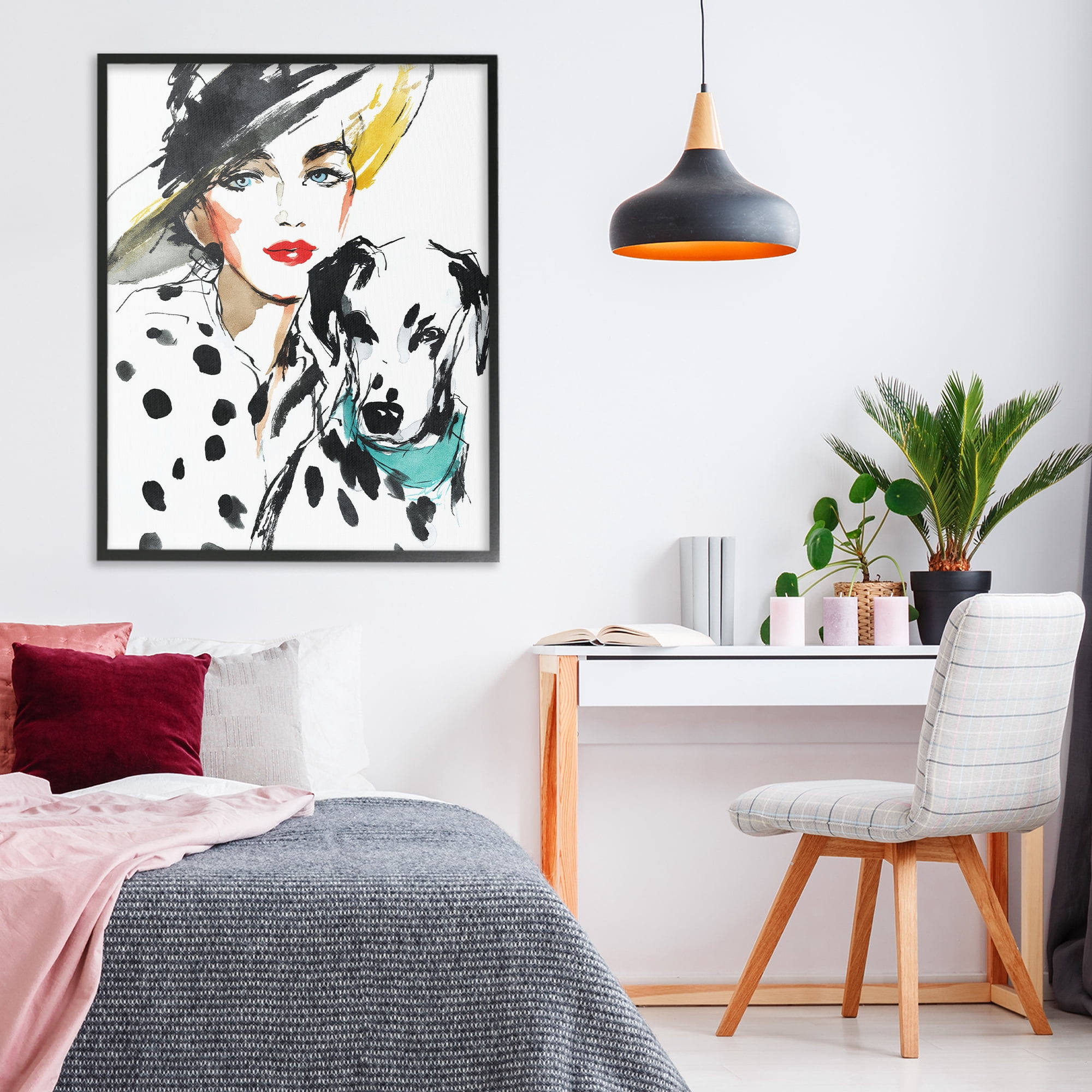 Stupell Industries Trendy Dalmatian Muse Black Framed Giclee Art, design by Svetlana Aleynikova