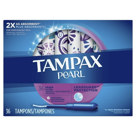 TAMPAX Pearl, Ultra, Plastic Tampons, Unscented, 36 (Best Tampons For Swimming Heavy Flow)
