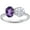 White, variant on 925 Sterling Silver 14K Rose Gold Plating Amethyst Oval Shape & Round Cut White Diamond Toi Et Moi 2-Stone Promise Wedding Engagement Ring For Women