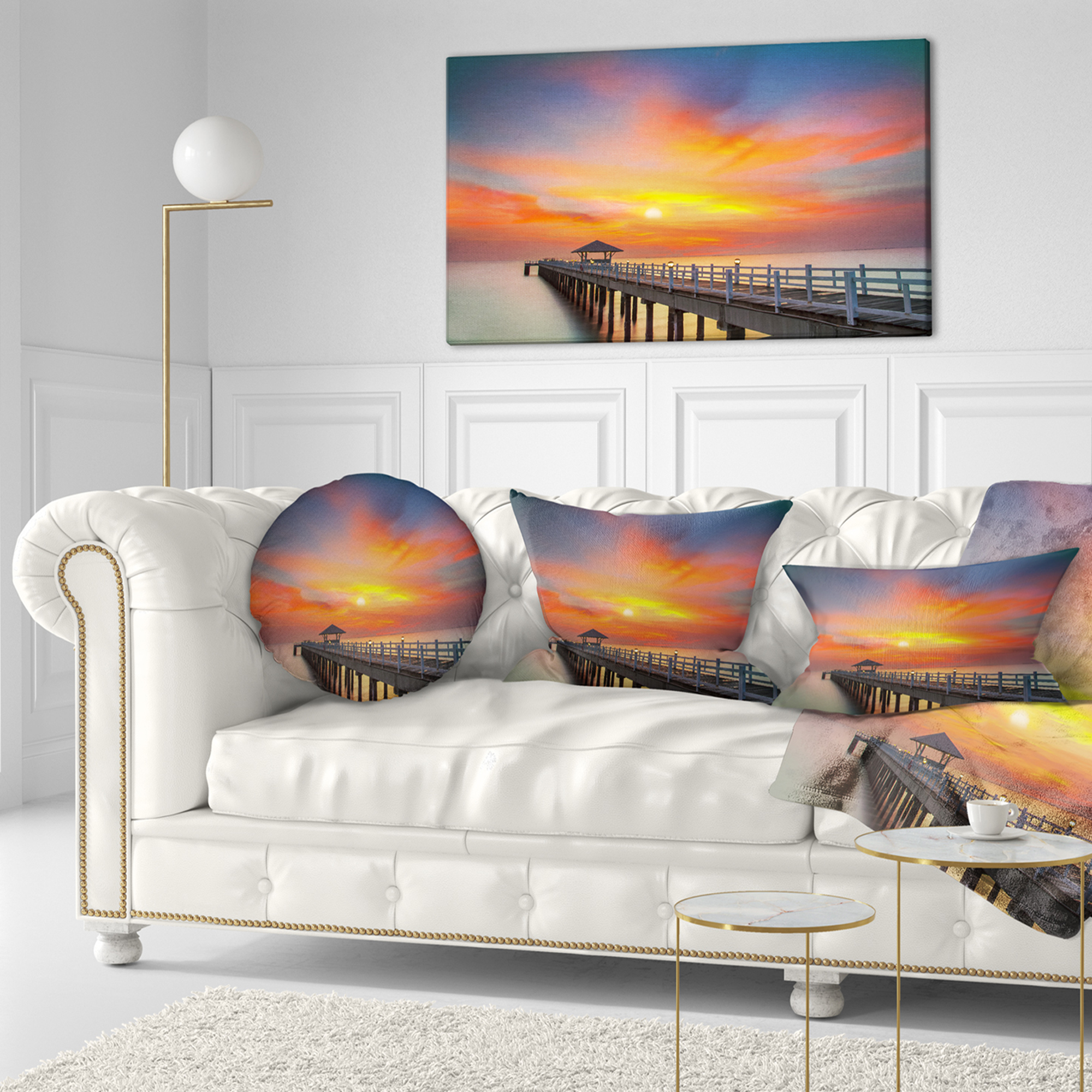 Designart 12" x 20" Pier & Bridge Polyester Throw Pillow