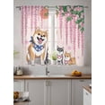 thumbnail image 4 of Sheer Curtains 72 inches Long, Japanese Harmony Cute Akita Cherry Blossoms Cartoon Light Filtering Sheer Window Curtains Rod Pocket Voile Drapes for Bedroom Living Room, 52"W x 72"L 2 Panels, 4 of 7