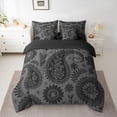 thumbnail image 2 of Manfei Bohemian Paisley Twin Bedding Sets 7pcs, Hippie Mandala Bedding Comforter Set, Black Gray Sheet Sets, Luxury Bedroom Decor, 2 of 8