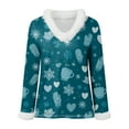 thumbnail image 4 of zaveiop Women's V-Neck Snowman Print Long Sleeve Sweater Cute Christmas Holiday Pullover with Faux Fur Trim (Z-Sky Blue, L), 4 of 8
