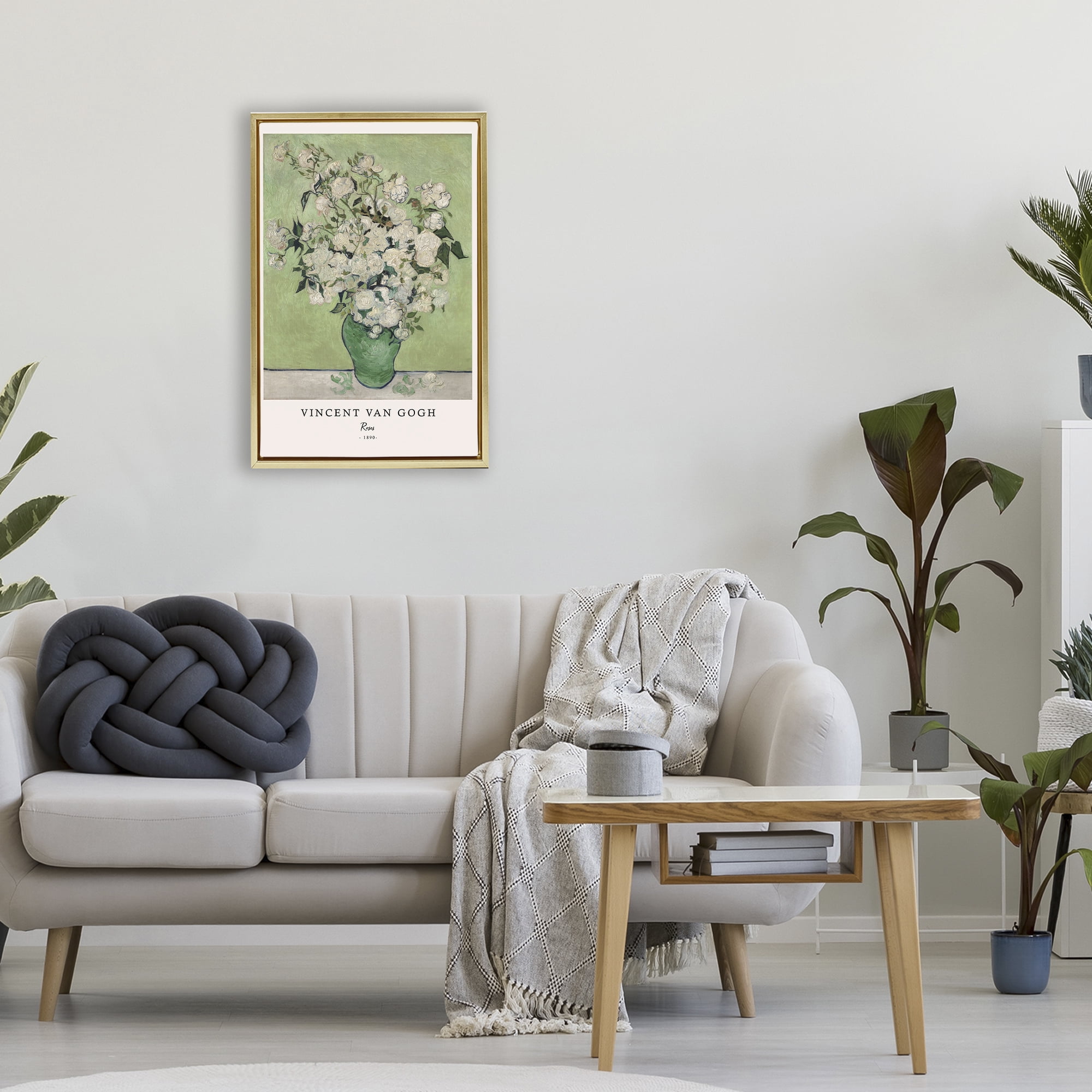 Stupell Industries Classic Roses Van Gogh Gold Framed Floater Canvas Wall Art, design by Vintage Hustle