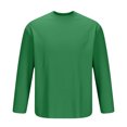 thumbnail image 4 of Dagegui Men's Casual Shirts Knitted Ribbed Long Sleeve Solid Crewneck Pullover Tops Big and Tall Workout Sport T Shirt Today Deals Clearance Items Green,2XL, 4 of 6