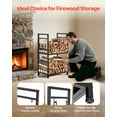 thumbnail image 5 of Indoor Firewood Rack with Tool Set - 1.3 ft 2-Tier  Heavy Duty Log Holder, 400 lbs Capacity, Includes Fireplace Poker, Tongs, Shovel & Brush for Fire Pit or Hearth Storage, 5 of 10