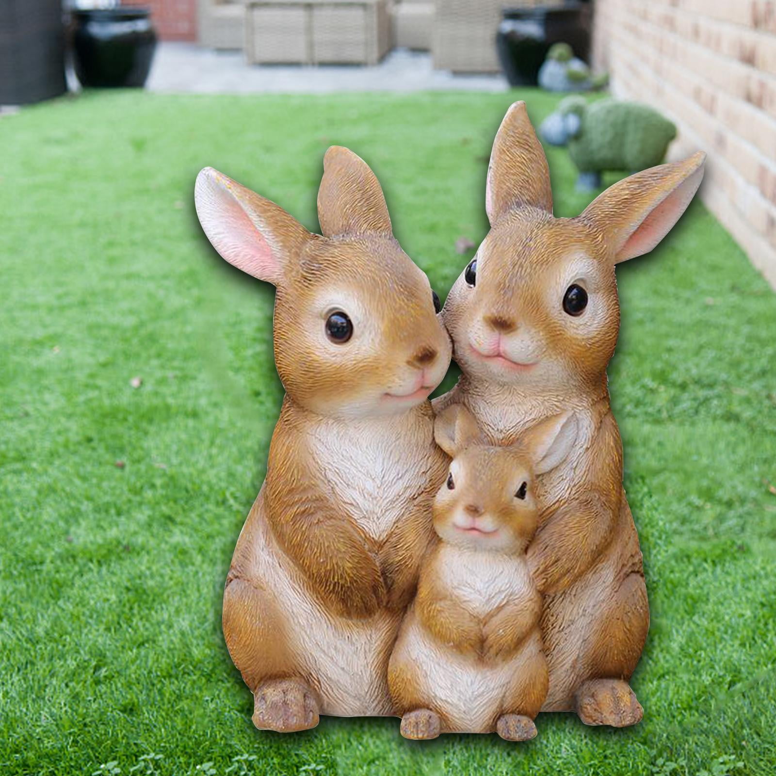 Garden Statue Bunny Figurines Decor Scene Layout Tabletop Photo Props