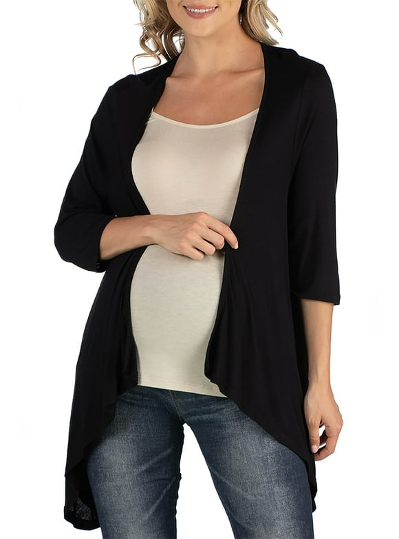 24seven Comfort Apparel Elbow Length Sleeve Maternity Open Cardigan, M011303, Made in USA