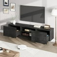 thumbnail image 2 of Garvee Industrial TV Stand for 80 Inch TV, Modern Black Wood Entertainment Center with 2 Drawers, Heavy Duty Metal Legs, Open Storage, Media Console Table, 2 of 7