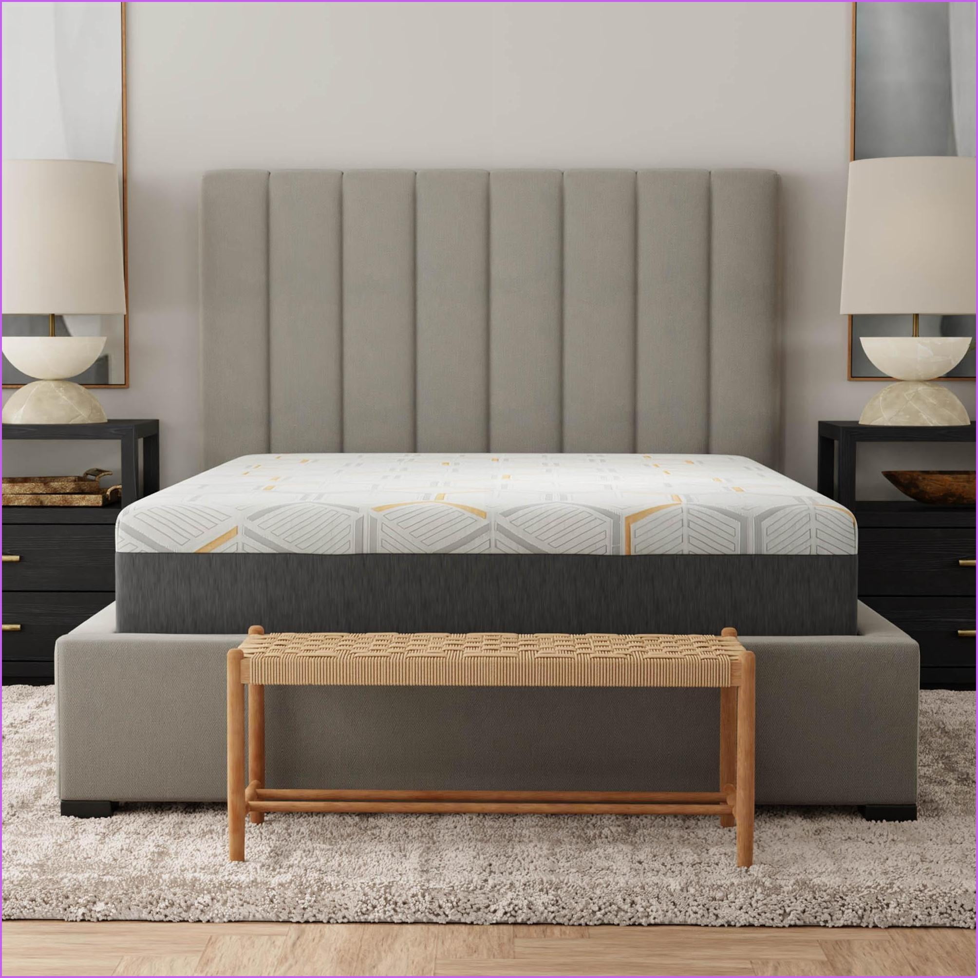 Mattresses 12'' Copper Gel Cooling Memory Foam King with Edge Support, Air Grid Base | Light Gray | Foam