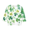 thumbnail image 3 of Wo-Fusoul T-Shirt à Enfiler pour Enfants, Taille Moyenne à Grande, Imprimé Décontracté de la Saint-Patrick pour Enfants, Haut à Manches 3/4 à Col Rond, 1 Pce, 3 of 5